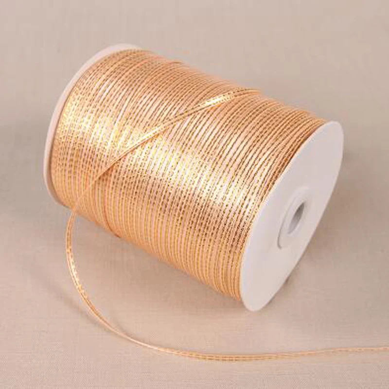 Фото 100 ярдов  ЛОТ 3 мм ширина Золотой Край атласная лента полиэстер ткань тесьма ленты
