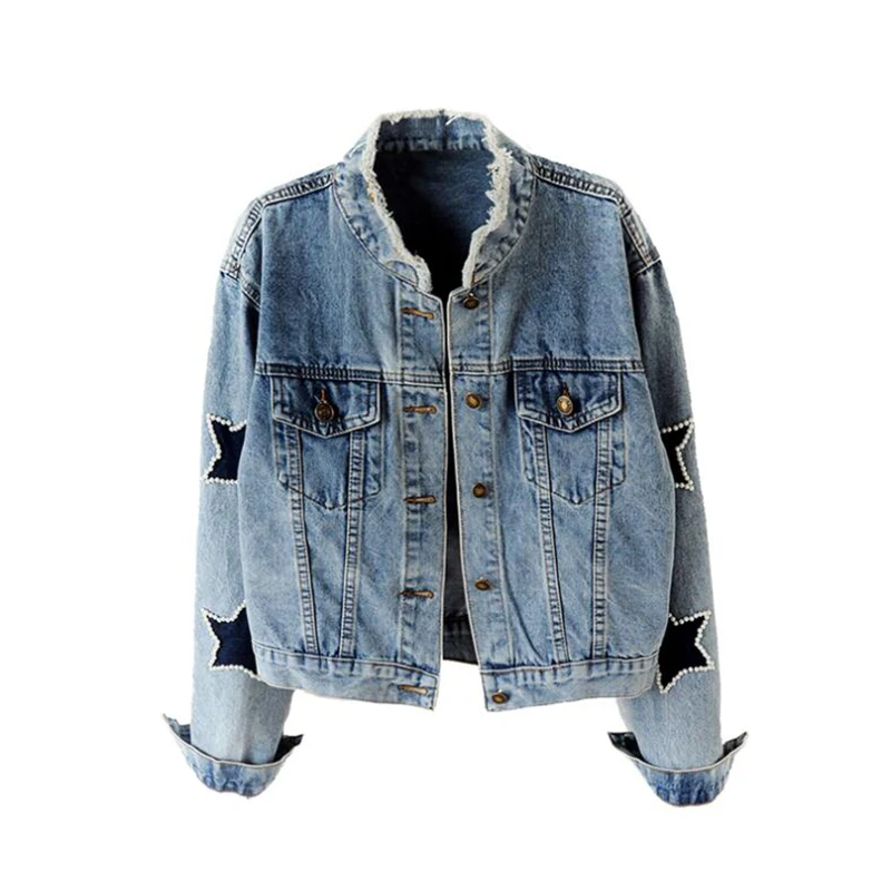 Spring and autumn Korean coat Women's clothing wild beaded stars short loose long-sleeved denim jackets female jacket Tops tide
Spring and autumn Korean coat Women's clothing wild beaded stars short loose long-sleeved denim jackets female jacket Tops tide