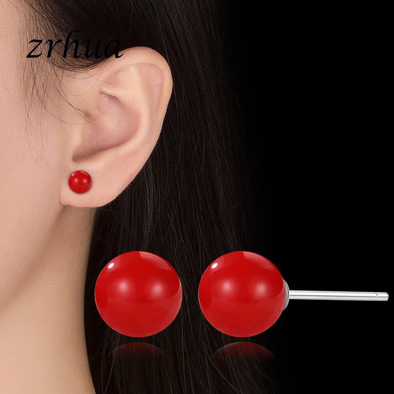 ZRHUA Luxury Silver Color Earrings Red Pearl Stud Earrings For Women Elegant Crystal Jewelry Wedding Party Brincos
ZRHUA Luxury Silver Color Earrings Red Pearl Stud Earrings For Women Elegant Crystal Jewelry Wedding Party Brincos