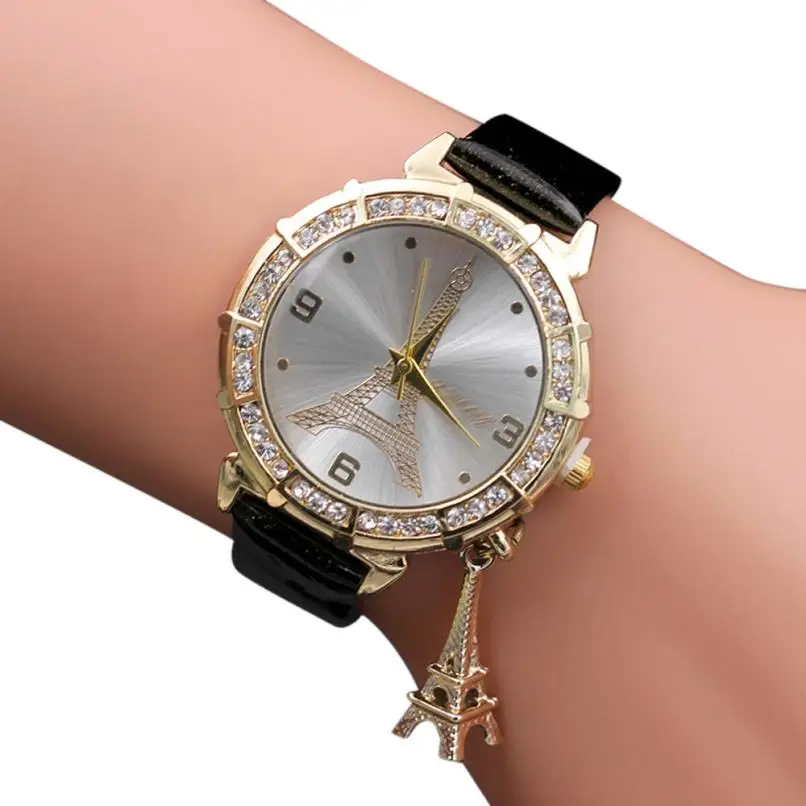 New Fashion Women Eiffel Tower Pendant Crystal Quartz Movement Watch Leather Strap Analog Watch Stainless Steel Alloy Watch #W
New Fashion Women Eiffel Tower Pendant Crystal Quartz Movement Watch Leather Strap Analog Watch Stainless Steel Alloy Watch #W