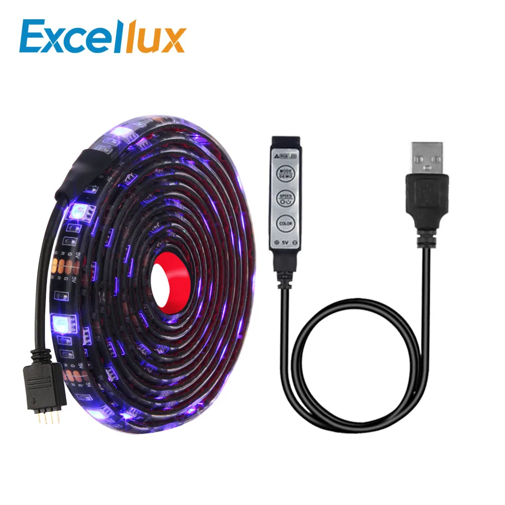 Светодиодная лента 5 В USB 5050 мини 3Key Controller гибкая светодиодная RGB светодиодный