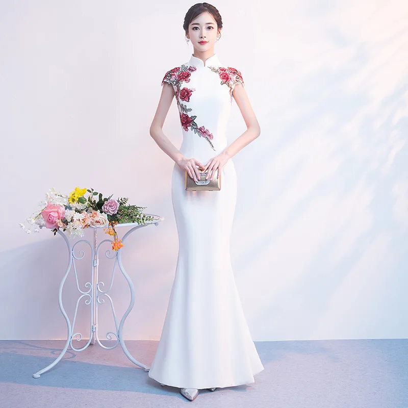 Modern Elegant dress Wedding Pi pao Short Cheongsam Dress Mini Qipao Chinese Oriental White Evening Dress Women Hot
Modern Elegant dress Wedding Pi pao Short Cheongsam Dress Mini Qipao Chinese Oriental White Evening Dress Women Hot