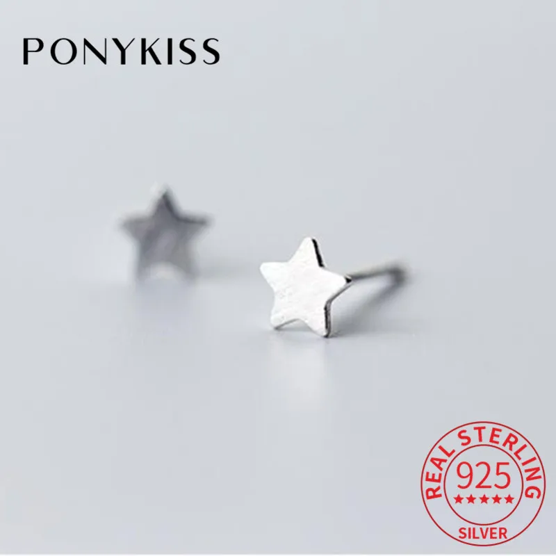 PONYKISS 100% 925 Sterling Silver Simple Star Stud Earrings For Women Party Fashion Minimalist Accessories Girl Cute Fine Gift
PONYKISS 100% 925 Sterling Silver Simple Star Stud Earrings For Women Party Fashion Minimalist Accessories Girl Cute Fine Gift