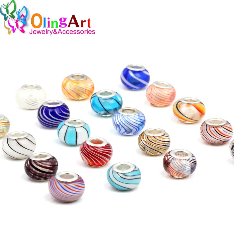 OlingArt 15x10mm 6 Pcs/Lot Transparent stripes multicolored Big Hole glass European Beads DIY Bracelet Necklaces Jewelry making
OlingArt 15x10mm 6 Pcs/Lot Transparent stripes multicolored Big Hole glass European Beads DIY Bracelet Necklaces Jewelry making