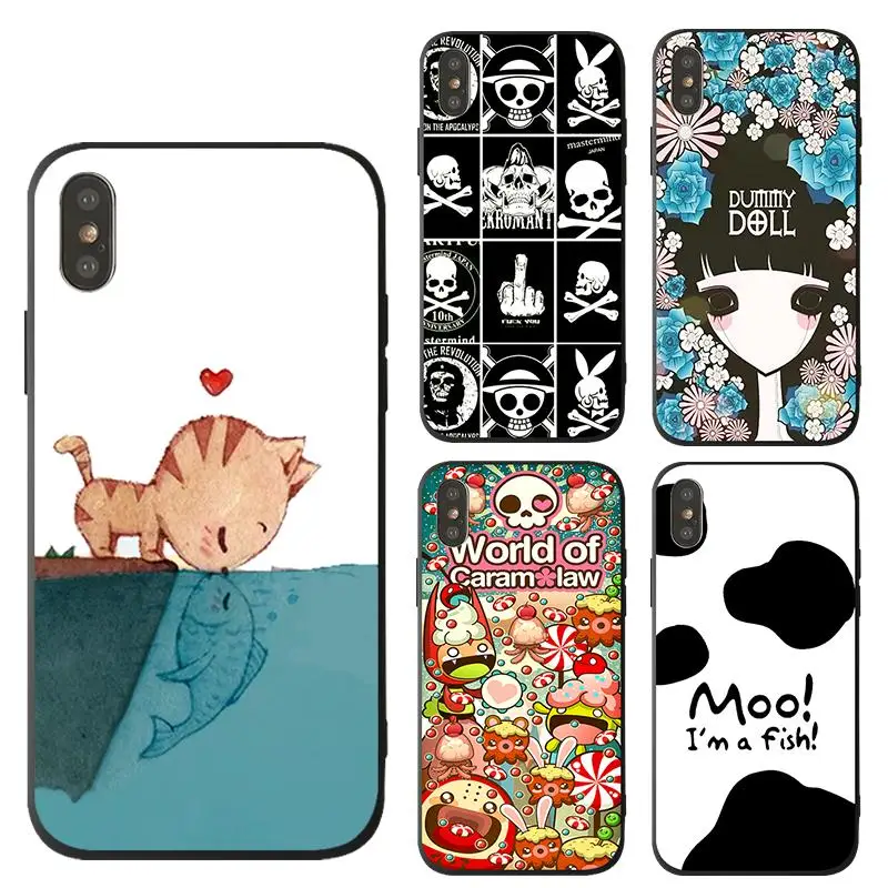 Новый роскошный чехол с черепом для iPhone 6 S plus 7 8 X 10 Мягкие 3d рельефные чехлы из ТПУ