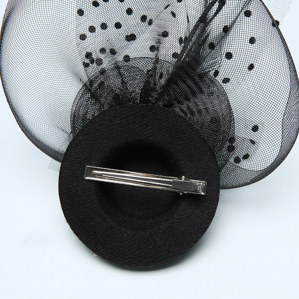 Женская свадебная фасцинаторная шляпка MISM с заколкой для волос, сетчатое вуаль с точечными перьями, ободки с петлей, ретро аксессуары элегантной аллигаторовой головы.