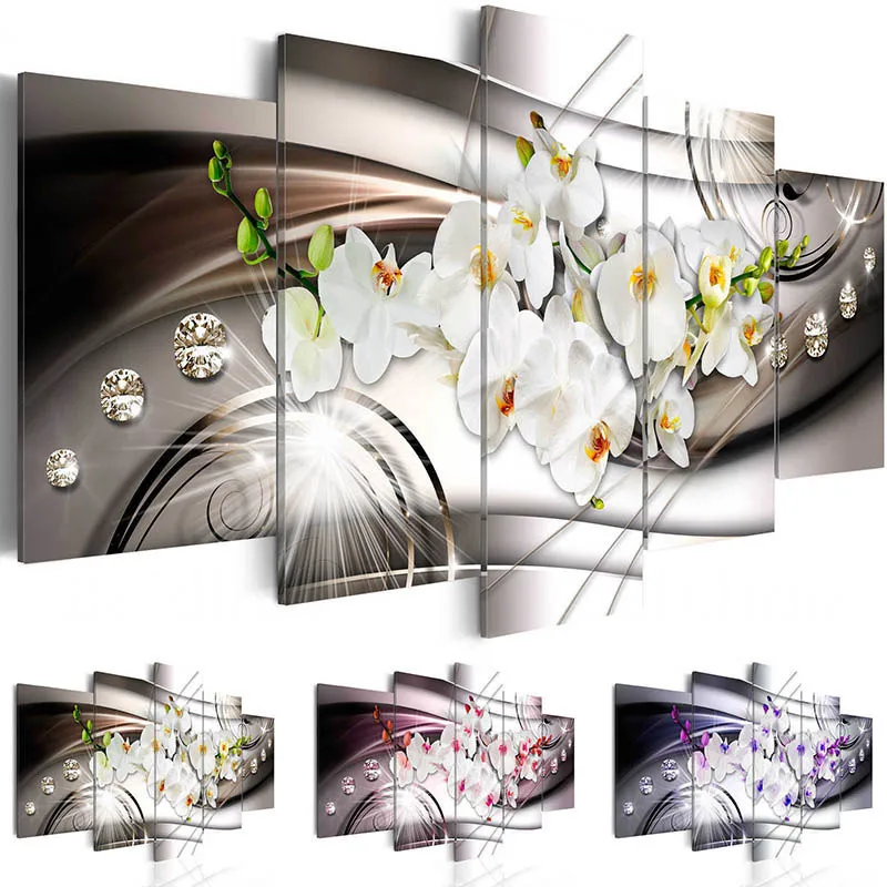 Фото Печать на холсте фотографии модульные дома Wall Art 5 шт. цветы орхидеи картина(Aliexpress на русском)