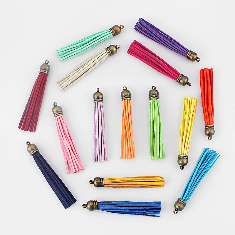 8pcs Colorful Suede Leather Tassel With Bronze Tone End Caps Pendants For KeyChains/Cellphone/Bags/Earring Charm Accessories
8pcs Colorful Suede Leather Tassel With Bronze Tone End Caps Pendants For KeyChains/Cellphone/Bags/Earring Charm Accessories