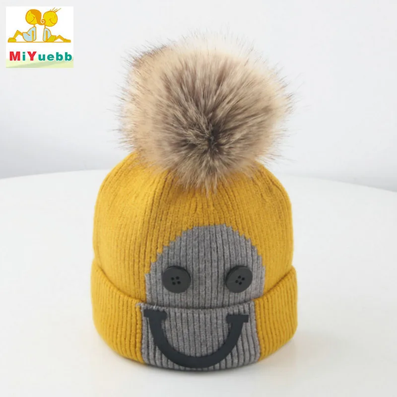New style Button Smiley hairball 2 to 9 years old Winter baby Children Boy Girl cute Winter Warmer Knit Cap Ear protection Hat
New style Button Smiley hairball 2 to 9 years old Winter baby Children Boy Girl cute Winter Warmer Knit Cap Ear protection Hat