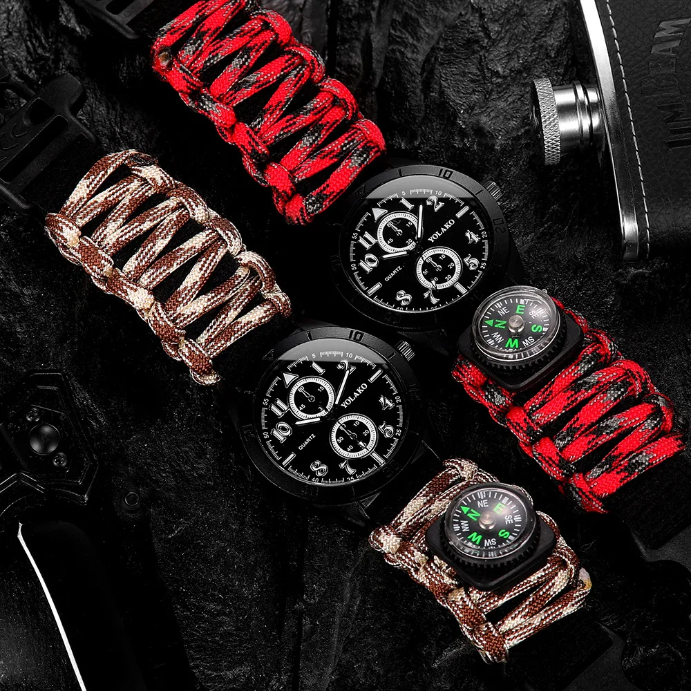 YOLAKO Brand Double Dial Digital Compass Military Watch men Nylon Men's Sports Watches Relogio Masculino Men relojes | Наручные часы