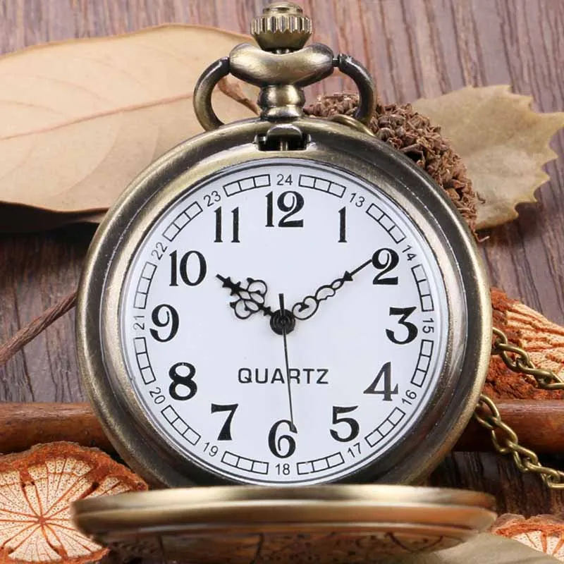 Бронзовые винтажные ручные часы с брелоком Механические карманные в стиле