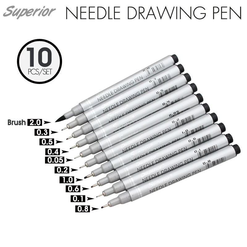Superior 10Pcs Needle Drawing Pen Waterproof Pigment Fineline Sketch Marker Brush Pen for Office School Writing Art Supplier
Superior 10Pcs Needle Drawing Pen Waterproof Pigment Fineline Sketch Marker Brush Pen for Office School Writing Art Supplier
