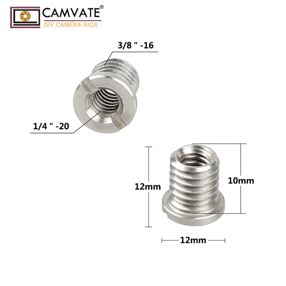 CAMVATE 2 Pieces Standard Convert Screw Adapter Connector With 1/4" Female Thread To 3/8" Male Screw Thread for Tripod /Monopod
CAMVATE 2 Pieces Standard Convert Screw Adapter Connector With 1/4" Female Thread To 3/8" Male Screw Thread for Tripod /Monopod