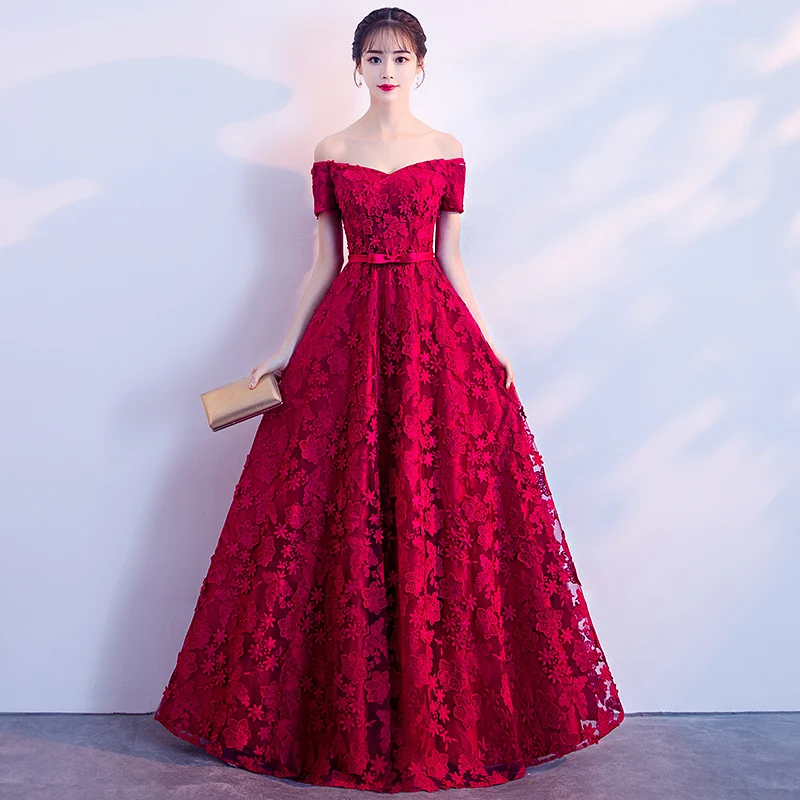 Elegant Wine Red Evening Dresses Long Boat Neck Off The Shoulder Floor-Length Lace Formal Dresses For Women Evening Gowns LF423
Elegant Wine Red Evening Dresses Long Boat Neck Off The Shoulder Floor-Length Lace Formal Dresses For Women Evening Gowns LF423