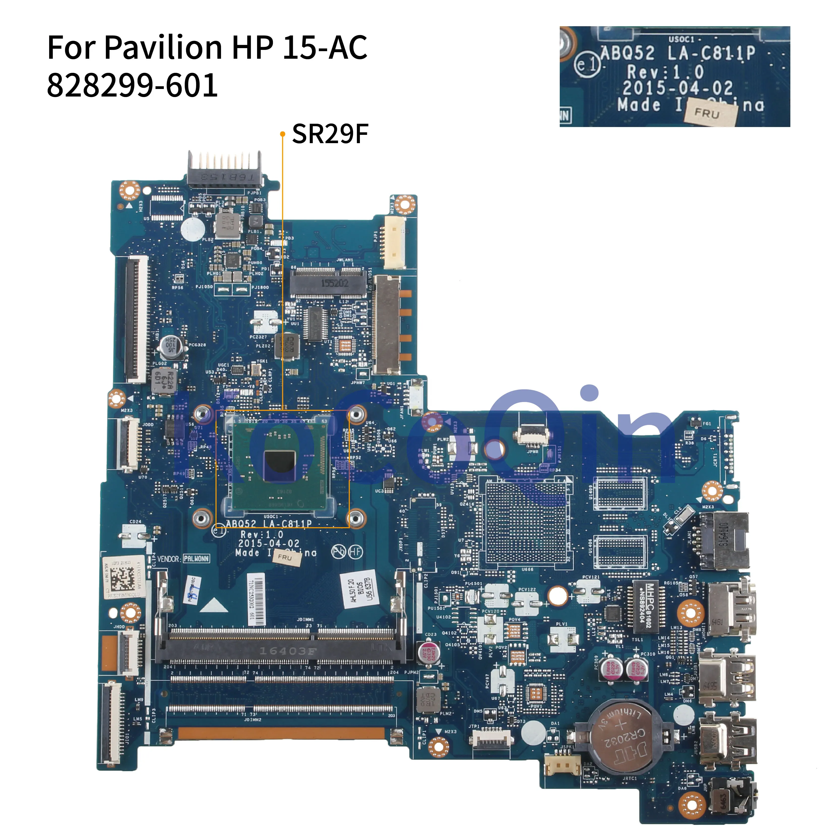 Материнская плата KoCoQin для ноутбука HP Pavilion 250, 256, G4 15-AC Core N3150, материнская плата ABQ52 LA-C811P, 828299-001, 815248-001, SR29F CPU
Материнская плата KoCoQin для ноутбука HP Pavilion 250, 256, G4 15-AC Core N3150, материнская плата ABQ52 LA-C811P, 828299-001, 815248-001, SR29F CPU