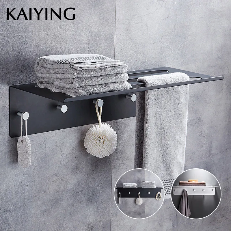 KAIYING Alumimum Bathroom Towel Rack Wall-mounted Towel Holder Bath Towel Clothes Organizer Storage Shelf,Black/Silver
KAIYING Alumimum Bathroom Towel Rack Wall-mounted Towel Holder Bath Towel Clothes Organizer Storage Shelf,Black/Silver