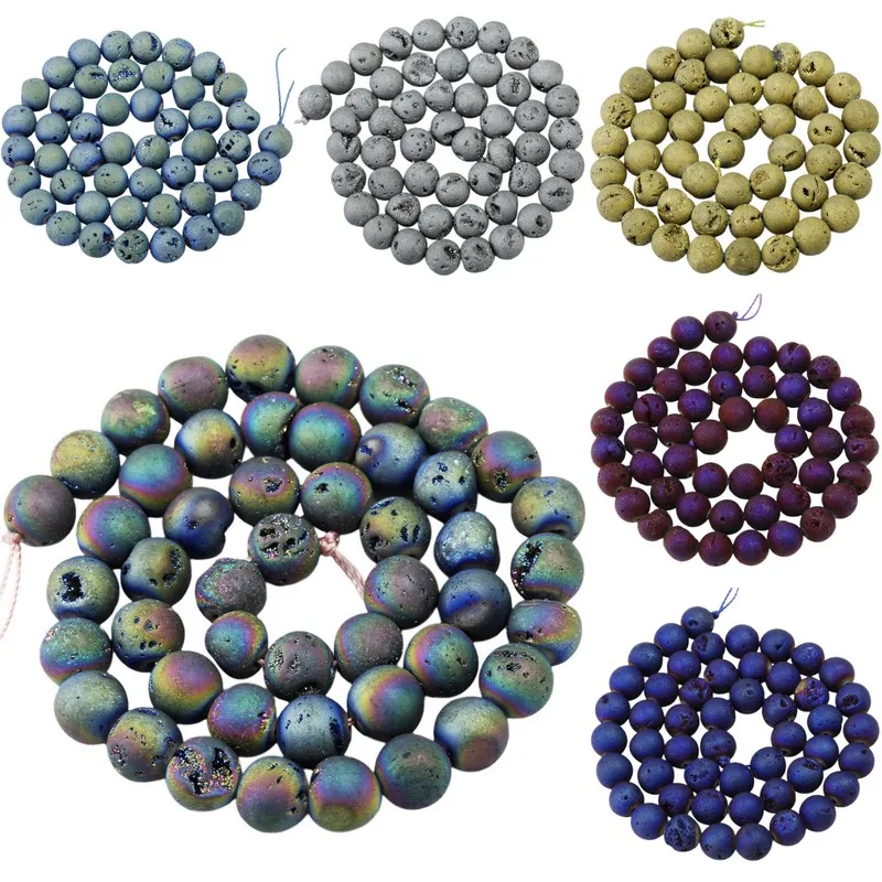 TUMBEELLUWA Rainbow Aura Titanium Coated Druzy Geode Loose Bead,for Jewelry Making,Crystal Quartz,8mm Round 15" Strand
TUMBEELLUWA Rainbow Aura Titanium Coated Druzy Geode Loose Bead,for Jewelry Making,Crystal Quartz,8mm Round 15" Strand