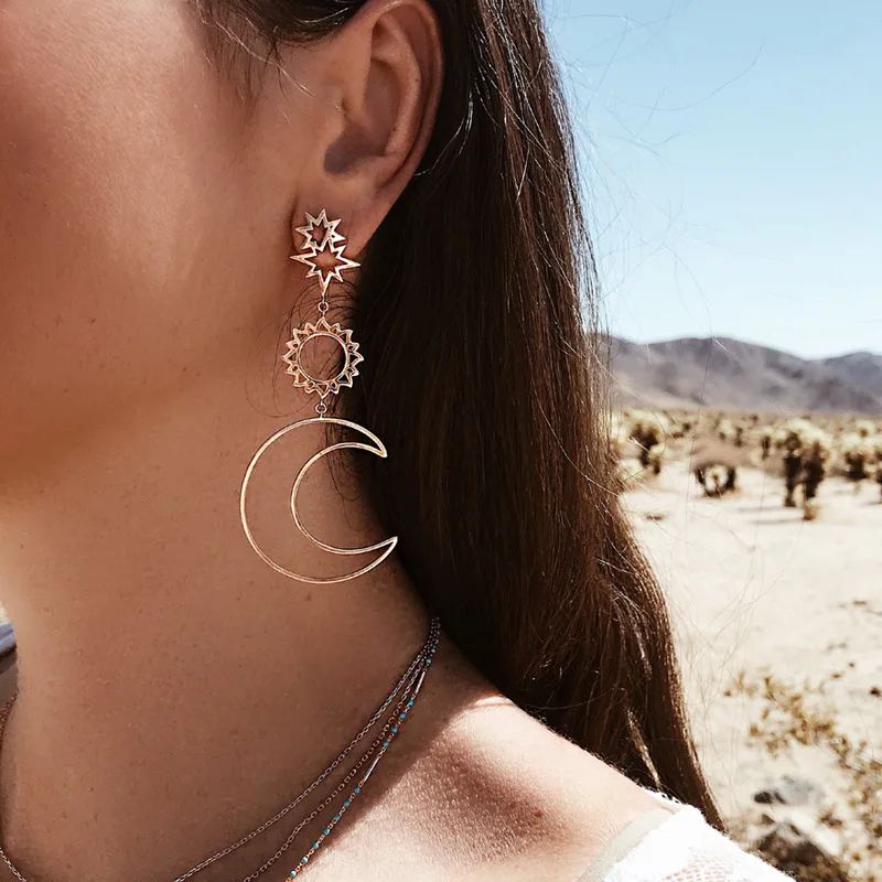 Creative Western Hollow Funny Moon&Star&Sun Earring Hook Earring Women Girls Party Sunshine Warming Dangle Earring Jewelry Gift
Creative Western Hollow Funny Moon&Star&Sun Earring Hook Earring Women Girls Party Sunshine Warming Dangle Earring Jewelry Gift