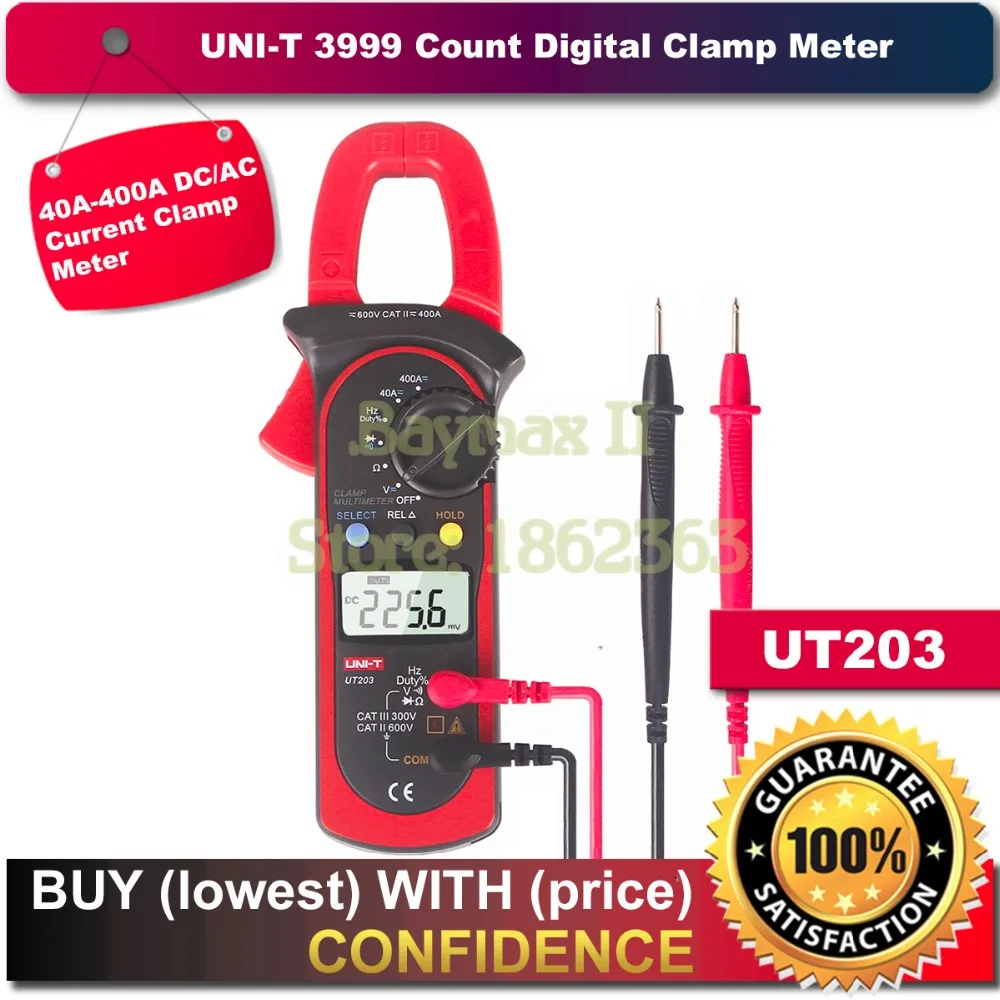 UNI-T UT203 3999 Count 40A to 400A AC/DC Current Digital Clamp Meter with Voltage Resistance Frequency Test
UNI-T UT203 3999 Count 40A to 400A AC/DC Current Digital Clamp Meter with Voltage Resistance Frequency Test