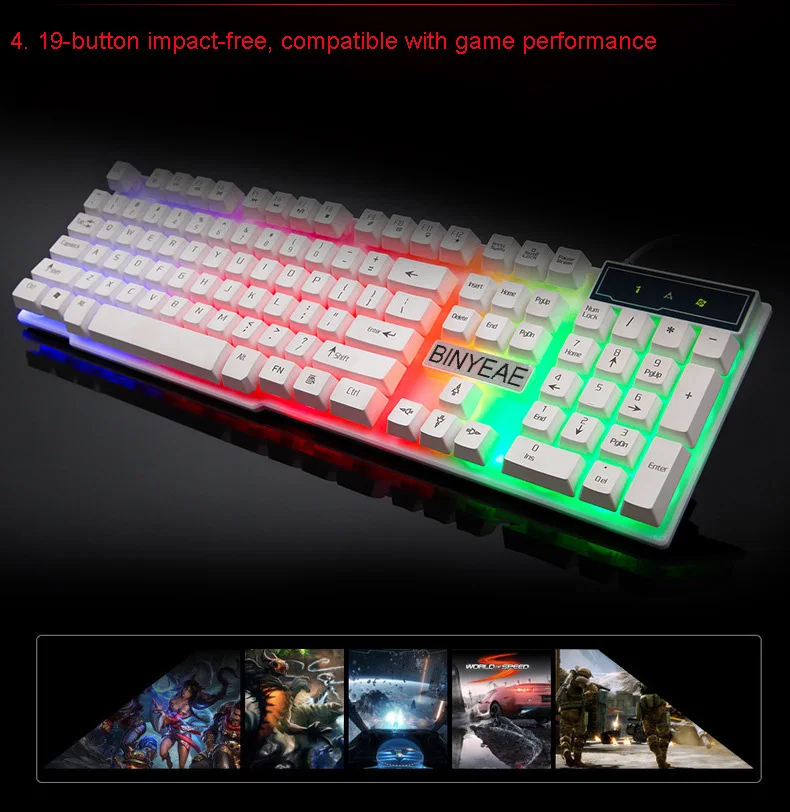 Горячая продажа английская подсветка игровая клавиатура Проводная Teclado Gamer