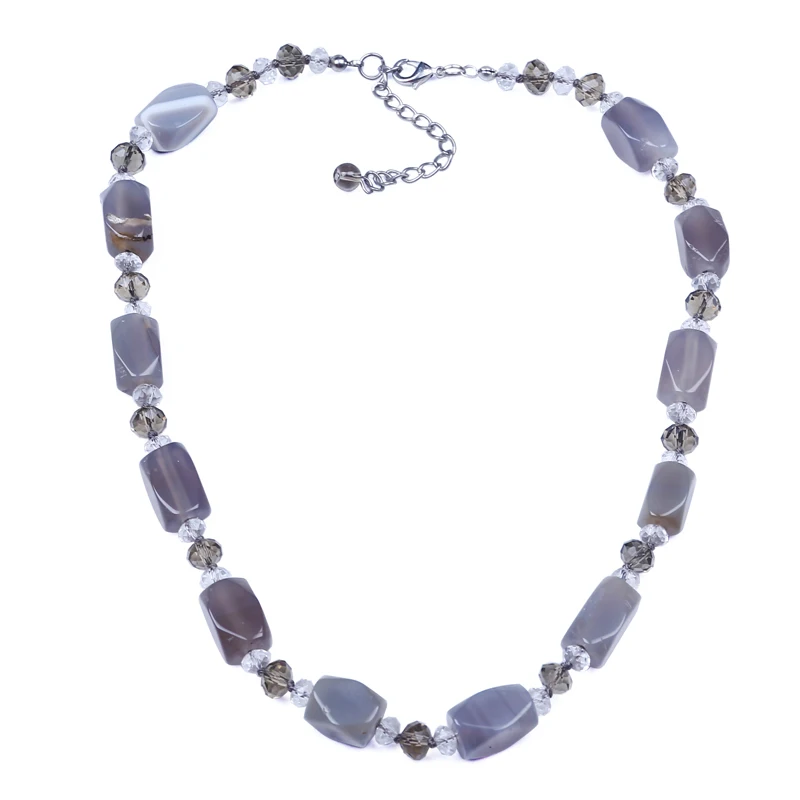 

Женская цепочка с бусинами Daking, винтажное ожерелье-чокер с натуральным кристаллом серого цвета, ювелирные изделия ручной работы