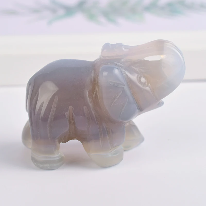 Natural Gemstones grey agate elephant figurine carved craft stones and healing quartz crystals statues for kids room decoration
Natural Gemstones grey agate elephant figurine carved craft stones and healing quartz crystals statues for kids room decoration