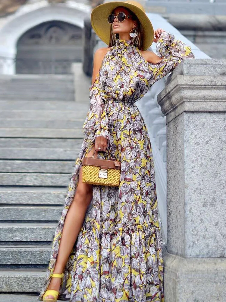 2019 Women Sexy Backless Halter Bohe Off Shoulder loose Dress Summer Vintage chiffon Long Dress Elegant Print Party night dress
2019 Women Sexy Backless Halter Bohe Off Shoulder loose Dress Summer Vintage chiffon Long Dress Elegant Print Party night dress