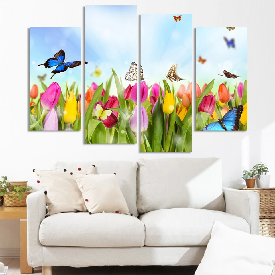 Direct factory price!Modern wall art decor 4 piece tulip and butterfly flower picture print living room wall paintings canvas
Direct factory price!Modern wall art decor 4 piece tulip and butterfly flower picture print living room wall paintings canvas
