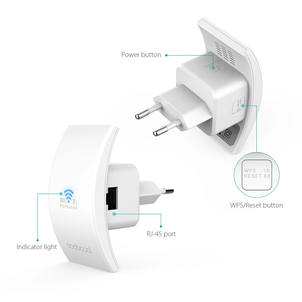 dodocool N300 Wireless Range Extender Signal Booster Support Access Point AP / Wifi Repeater Mode 2.4GHz 300Mbps Dual Antennas
dodocool N300 Wireless Range Extender Signal Booster Support Access Point AP / Wifi Repeater Mode 2.4GHz 300Mbps Dual Antennas
