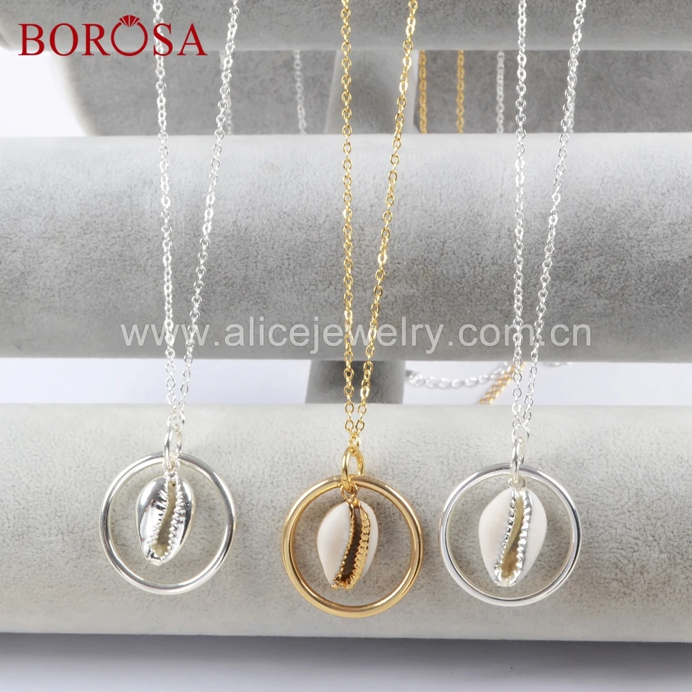 BOROSA 30inch 24K gold Plated Natural Cowrie Shell With Round Circle Pendants Necklace Silver Trim Shell Necklace Jewelry G1679
BOROSA 30inch 24K gold Plated Natural Cowrie Shell With Round Circle Pendants Necklace Silver Trim Shell Necklace Jewelry G1679