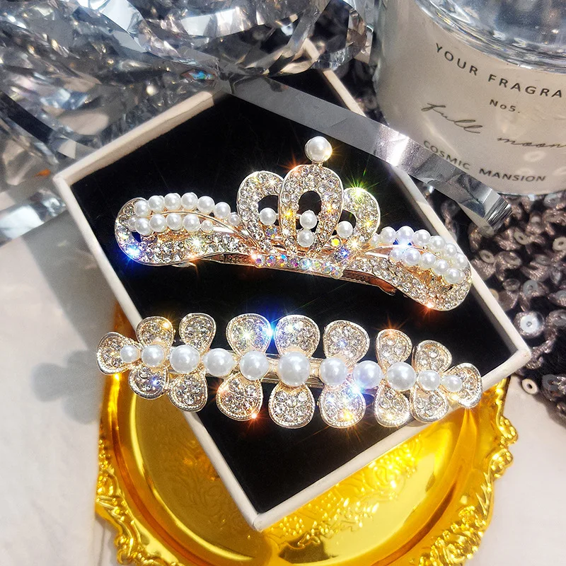 Корейский стиль полный горный хрусталь шпильки для женщин Bijoux Изысканный Корона