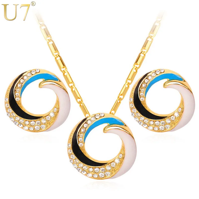 U7 Rhinestone Necklace Set Trendy Gold Color Round Earrings Necklace Party Jewelry Sets For Women Wholesale S480
U7 Rhinestone Necklace Set Trendy Gold Color Round Earrings Necklace Party Jewelry Sets For Women Wholesale S480