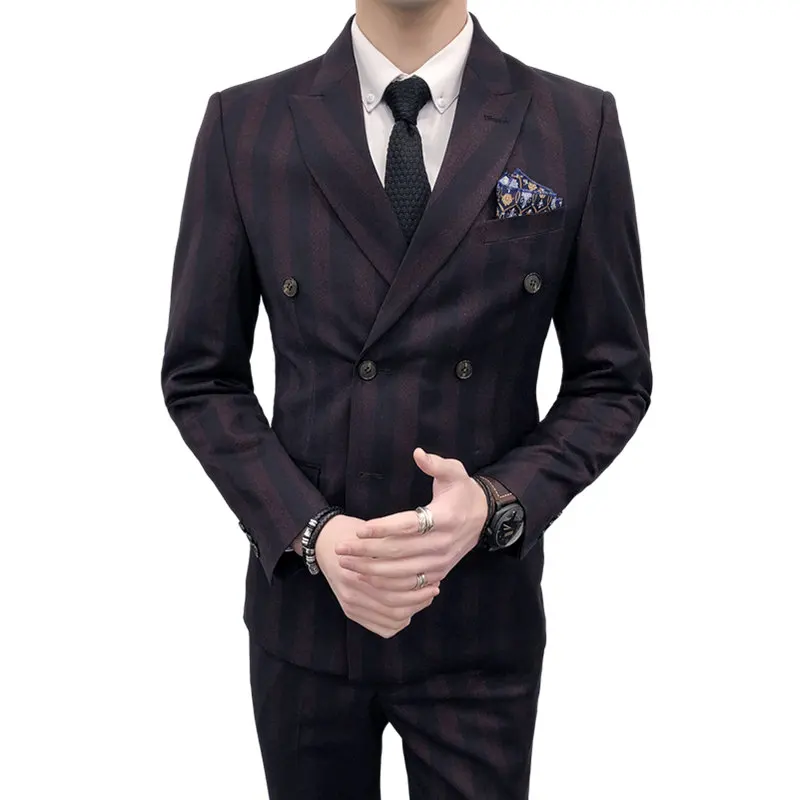 ( Jacket + Vest + Pants ) Men's Fashion Boutique Striped Casual Business Suit / Men's Double Breasted Suit Groom Wedding Suits
( Jacket + Vest + Pants ) Men's Fashion Boutique Striped Casual Business Suit / Men's Double Breasted Suit Groom Wedding Suits