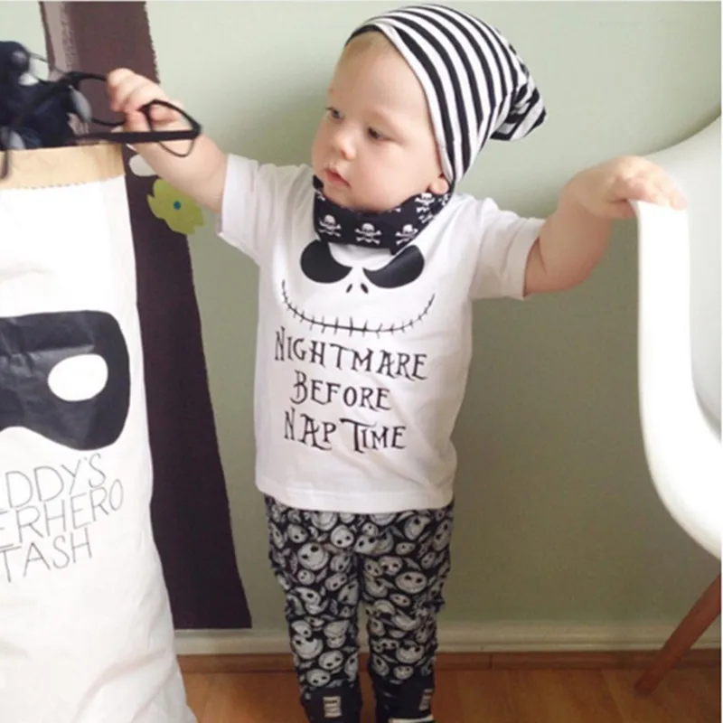 Newborn Infant Baby Boy Girl Clothes Set 2019 Summer Cotton Nightmare Before Nap Time T-shirt+Halloween Pants 2PCS Baby Outfits
Newborn Infant Baby Boy Girl Clothes Set 2019 Summer Cotton Nightmare Before Nap Time T-shirt+Halloween Pants 2PCS Baby Outfits