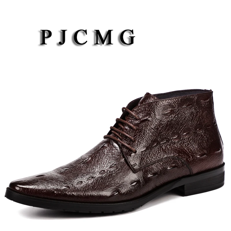 PJCMG Luxury Pointed Toe Lace-Up Black/Red Crocodile Pattern Classic Business Genuine Leather Casual Ankle Dress Boots For Men
PJCMG Luxury Pointed Toe Lace-Up Black/Red Crocodile Pattern Classic Business Genuine Leather Casual Ankle Dress Boots For Men