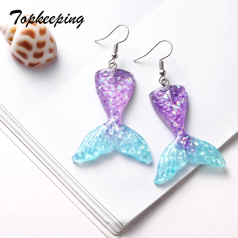 Topkeeping Simple Personality Mermaid Fish Tail Earrings Fashion Shinny Drop Earrings For Women Girls Ear Jewelry
Topkeeping Simple Personality Mermaid Fish Tail Earrings Fashion Shinny Drop Earrings For Women Girls Ear Jewelry