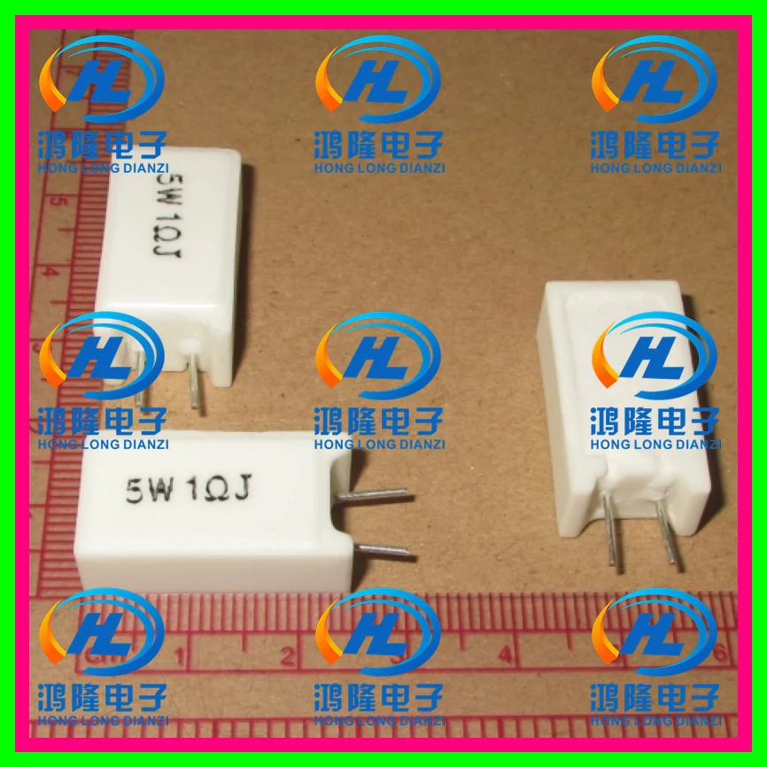 

(10pcs/lot) 5W 1 ohm +/-5% Vertical cement resistor / 5W 1R ohm 5% Cement resistance / 5W 1RJ Ceramic resistor