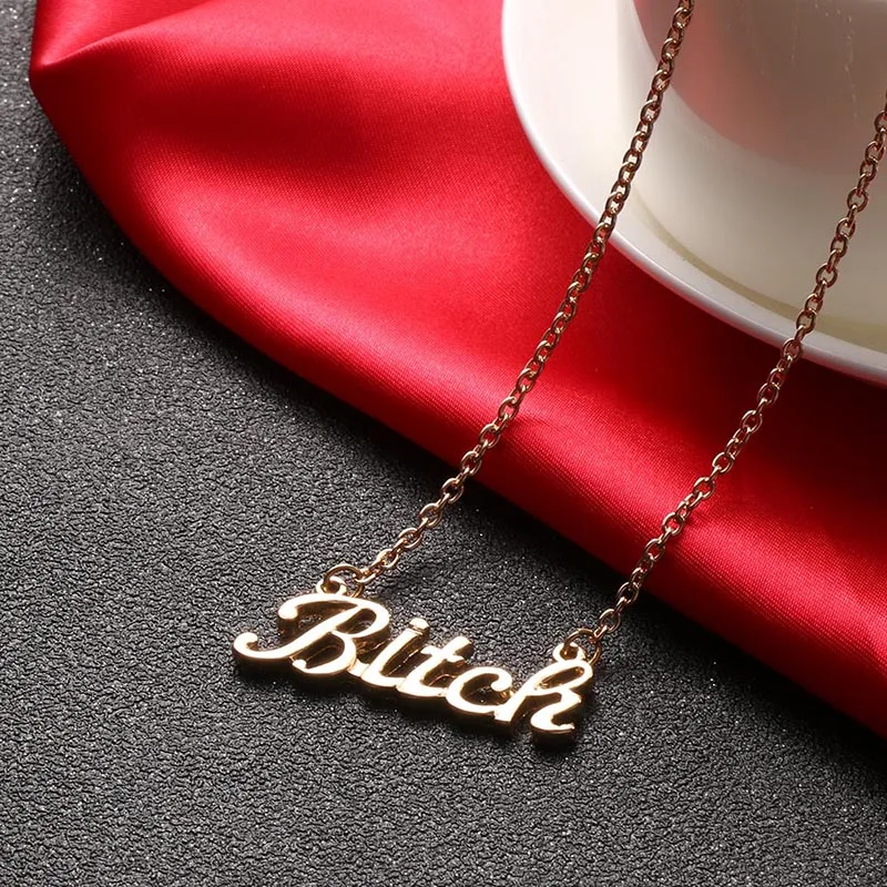 1 Pcs 2020 Fashion Bitch Letters Necklace Girls Chain Pendant Necklace For Women Jewelery Gifts
1 Pcs 2020 Fashion Bitch Letters Necklace Girls Chain Pendant Necklace For Women Jewelery Gifts