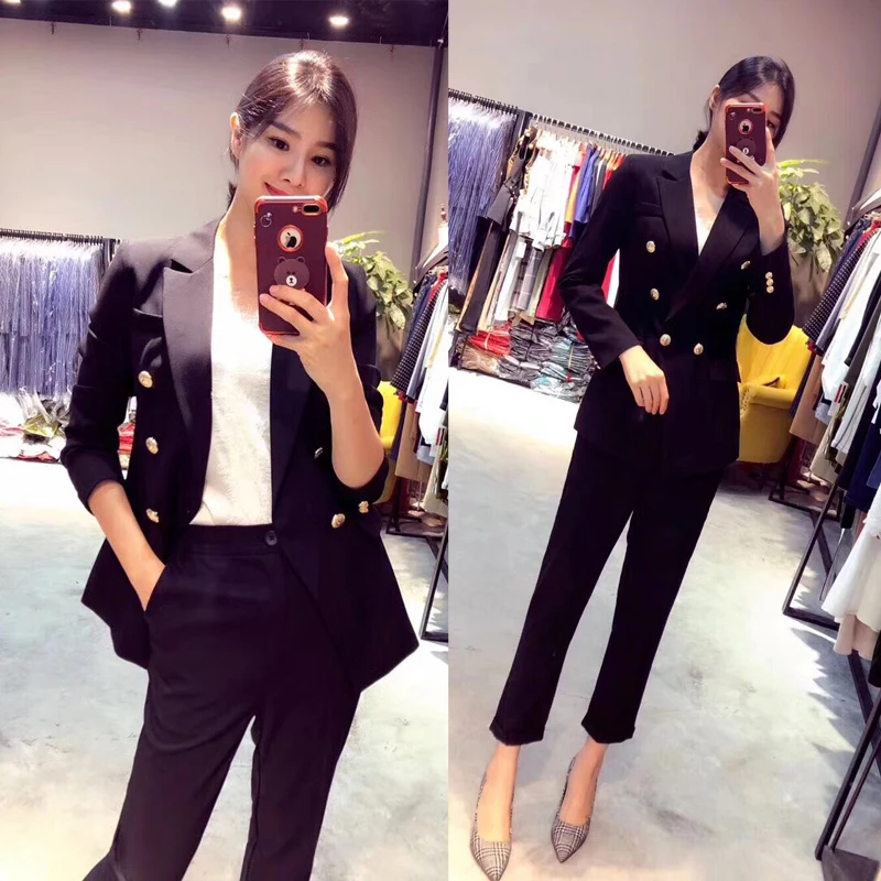 Fashion Slim Blazer and Cropped Pant Suit Female Office Work Wear Star Same Style Trouser Suits Women Autumn
Fashion Slim Blazer and Cropped Pant Suit Female Office Work Wear Star Same Style Trouser Suits Women Autumn