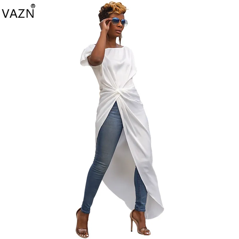 Фото Женское длинное платье VAZN однотонное с круглым вырезом и - купить