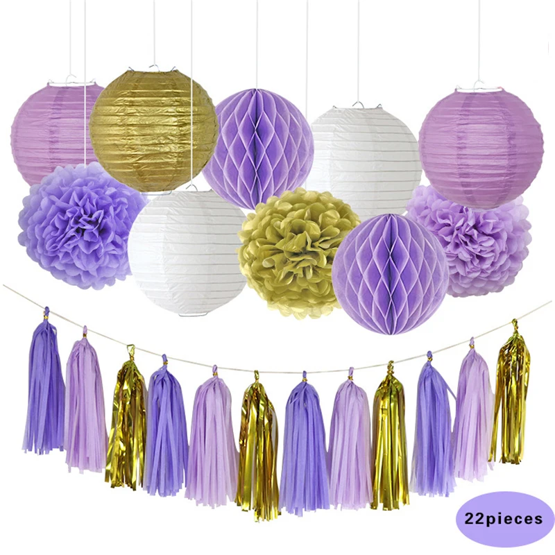 HAOCHU 22pcs/set 12inch Romantic Purple Tissue Paper Honeycomb Hanging Tassel Garland Wedding Stage Background Decoration
HAOCHU 22pcs/set 12inch Romantic Purple Tissue Paper Honeycomb Hanging Tassel Garland Wedding Stage Background Decoration