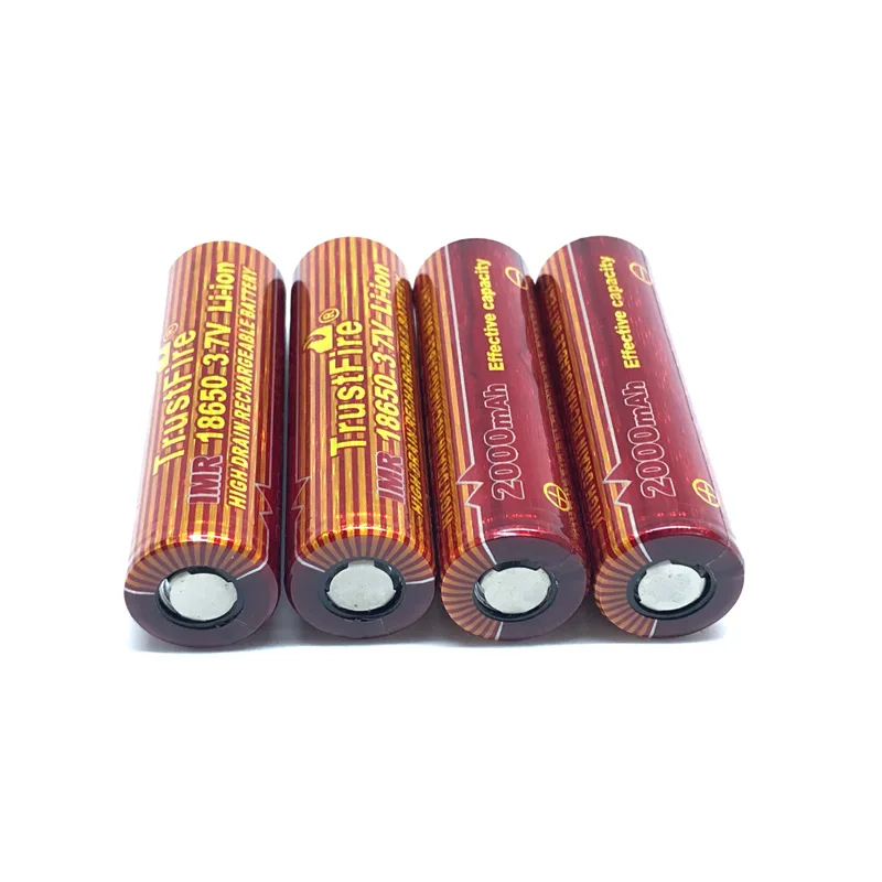 

4pcs/lot TrustFire IMR 18650 2000mAh 3.7V Li-ion Battery Rechargeable Lithium Batteries Cell For E-cigarettes LED Flashlights