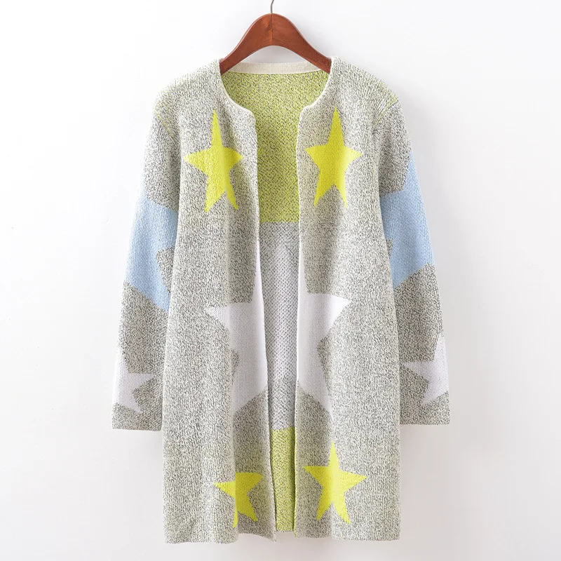 Autumn Preppy Oversized Cardigans Sweater Women Five Star Printed Long Sleeve Plus Size Casual Knitted Female Sweaters Coat 2017
Autumn Preppy Oversized Cardigans Sweater Women Five Star Printed Long Sleeve Plus Size Casual Knitted Female Sweaters Coat 2017