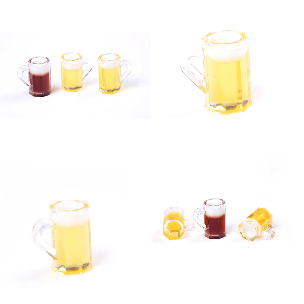 

1PC 1:12 Dollhouse Mini Beer Cups Kawaii Miniature Drink Japanese Mini Cups Goblet Doll House Beer Cups Miniature Kitchen Toys