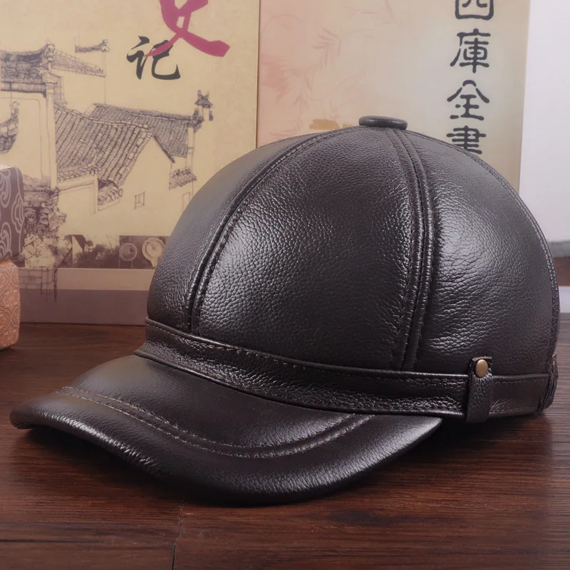 Male Genuine Leather Hat Adult Cowhide Baseball Cap Adjustable Quinquagenarian Earmuffs Thick Warm Peaked Cap B-7290
Male Genuine Leather Hat Adult Cowhide Baseball Cap Adjustable Quinquagenarian Earmuffs Thick Warm Peaked Cap B-7290