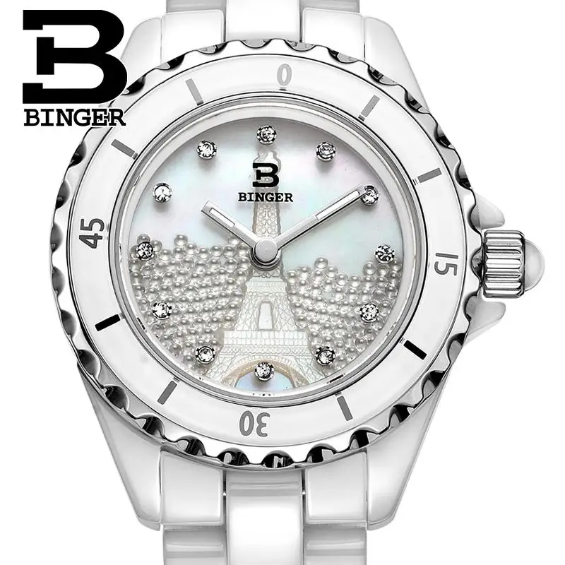 Switzerland Binger ceramic Women's watches fashion quartz clock Round rhinestone wriswatches 100M Water Resistance BG-8008L
Switzerland Binger ceramic Women's watches fashion quartz clock Round rhinestone wriswatches 100M Water Resistance BG-8008L