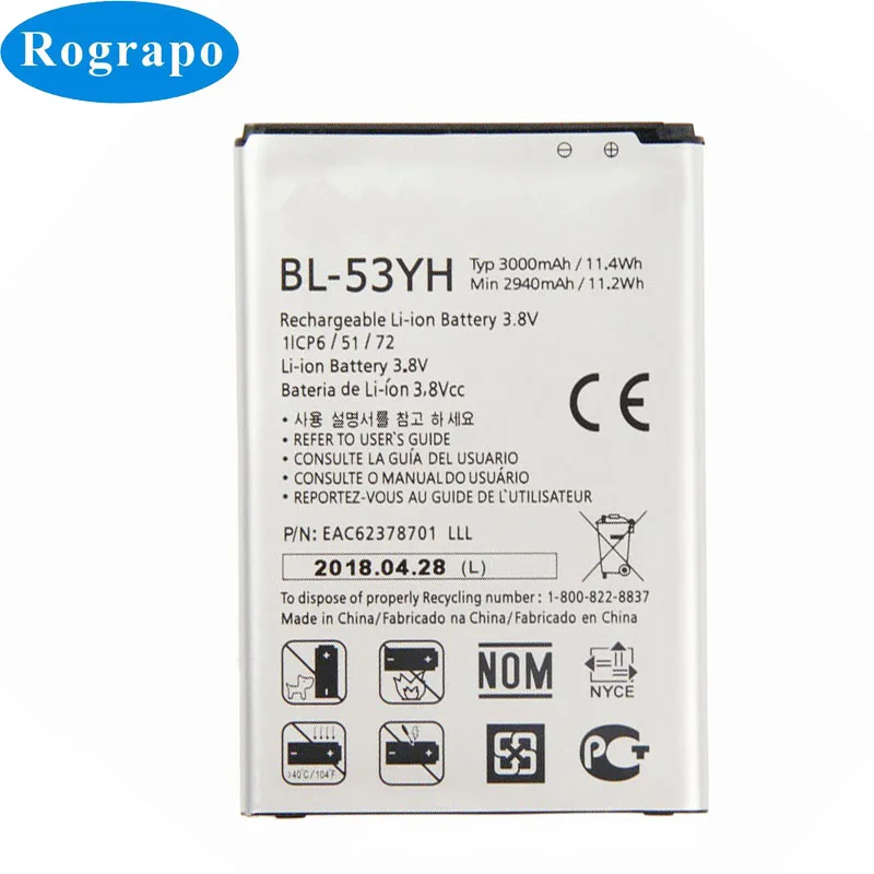 Новый 3000 мА/ч BL 53YH батарея для LG Optimus G3 D850 D851 D855 LS990 D830 D856 D690 VS985 F400 2017 год BL53YH