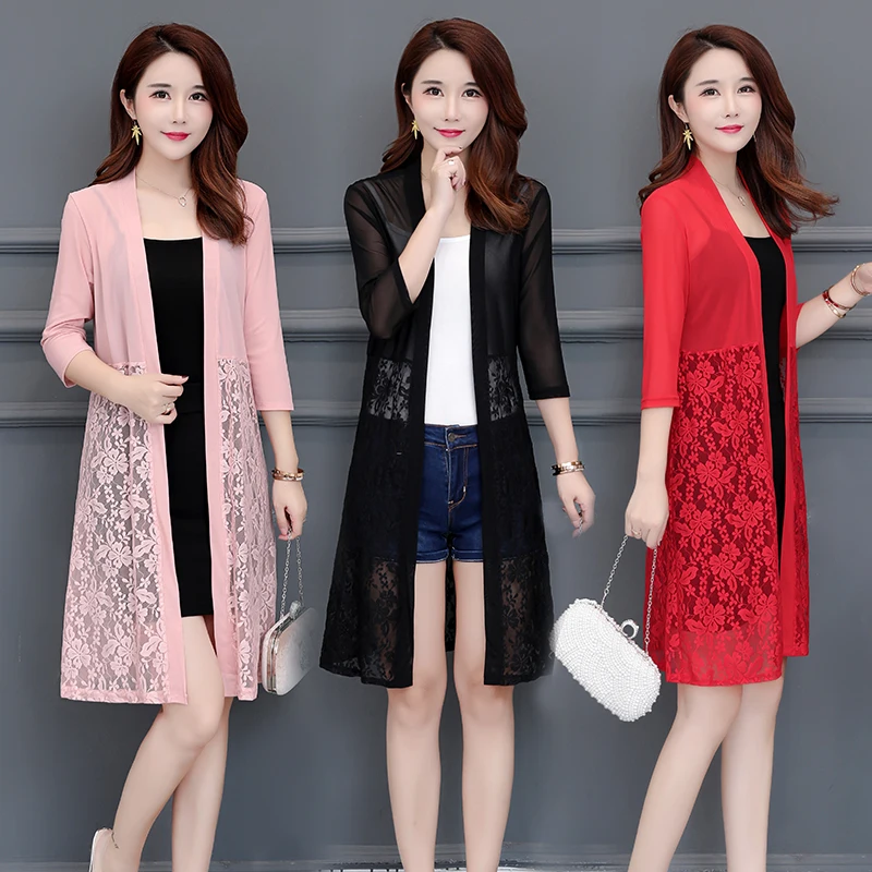Fashion women's lace openwork cardigan outside women's long section thin section shawl jacket blouse mesh sunscreen clothing
Fashion women's lace openwork cardigan outside women's long section thin section shawl jacket blouse mesh sunscreen clothing