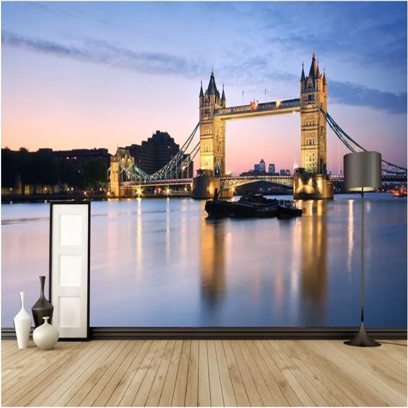 

beibehang Custom wallpaper European architectural Bar KTV Lounge cafe backdrop custom mural wall paper London Bridge wall mural