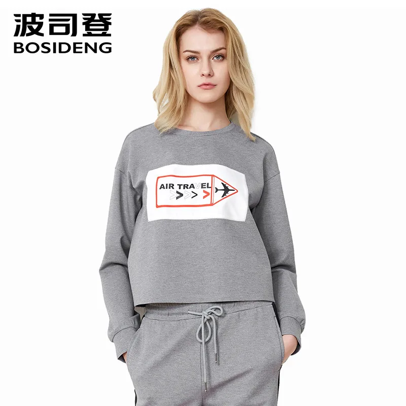 BOSIDENG new cotton casual tops PULLOVER short top grey high quality women's wearing outwear high quality B80716052
BOSIDENG new cotton casual tops PULLOVER short top grey high quality women's wearing outwear high quality B80716052